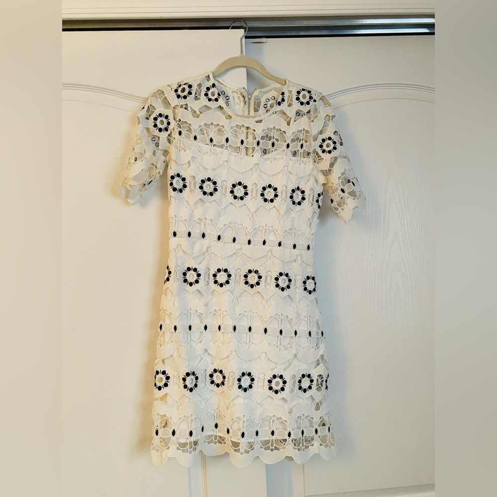 Just me crochet black and white dress with slip size S